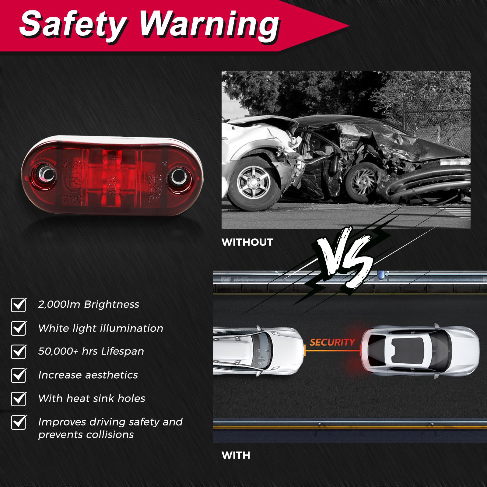 DREAMIZER 6 Feux Latéraux LED 12V-30V - Indicateurs Position Ambre Pour Voiture Remorque Camion