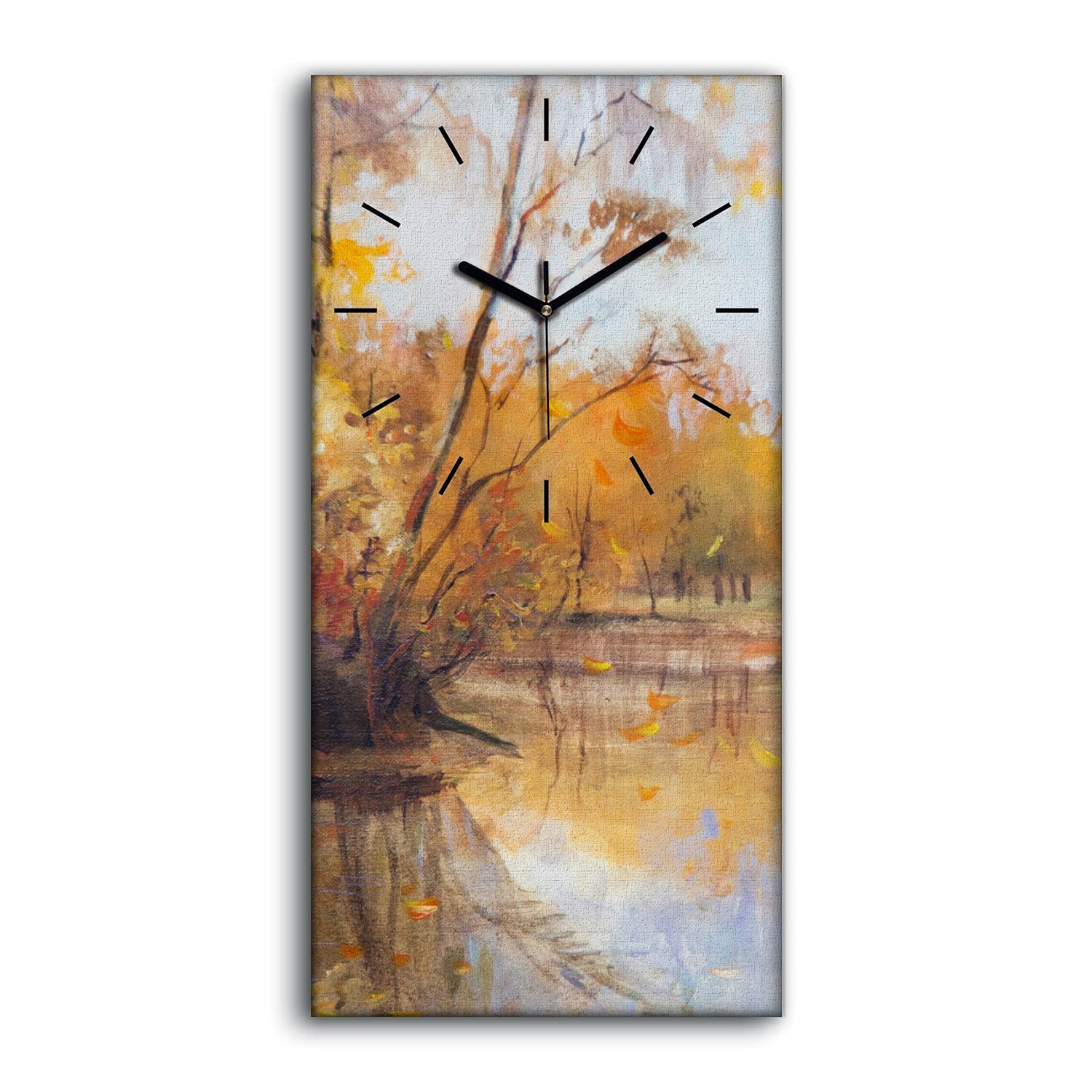 Horloge sur Toile d'Art Moderne 30x60cm - Tableau Mural de Salon Nature Zen