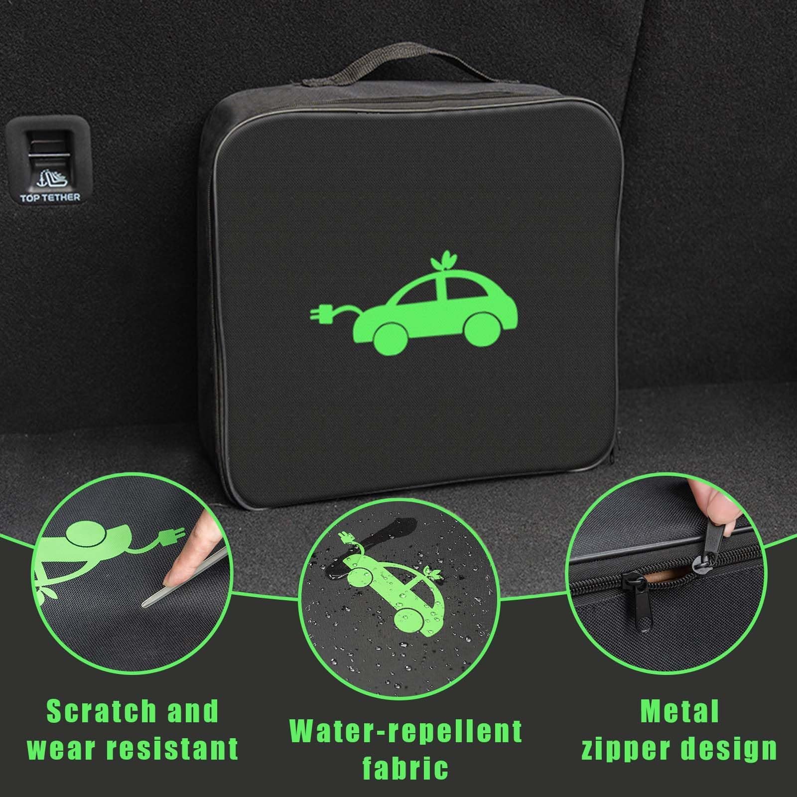Sac de Transport pour Câbles Électriques Portable, Sac pour Câble de Chargement EV, Sac de Coffre de Voiture (Carré)
