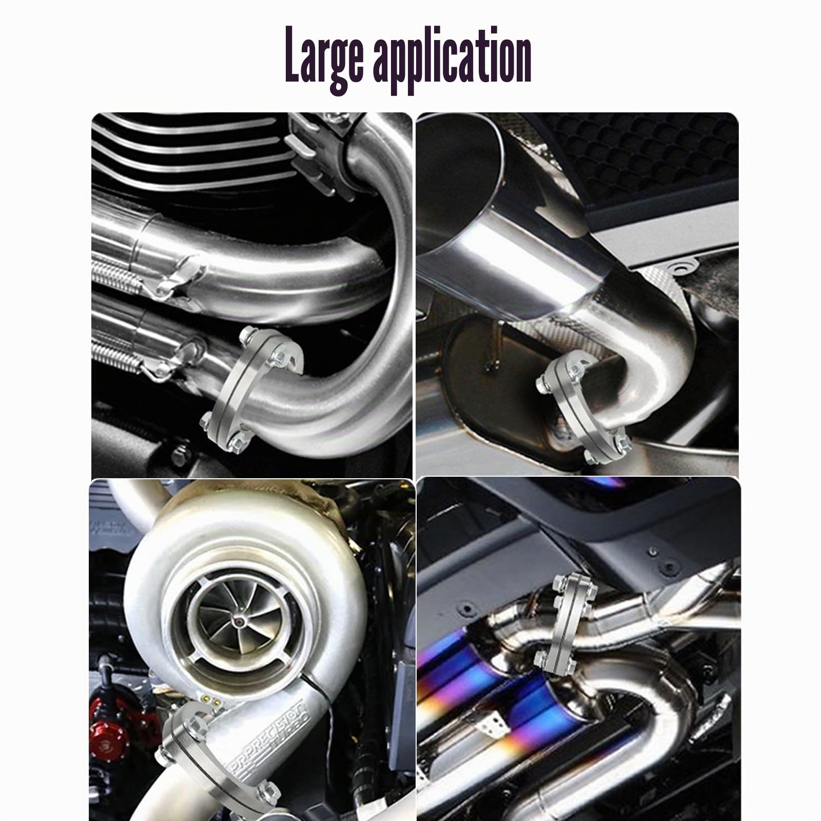 Kit Bride Échappement 76mm (3") Inox - 2 Brides + Joint | 6 écrous hexagonaux & 6 rondelles. Inox résistant rouille/chaleur. Pour turbo, intercooler & catalyseur.