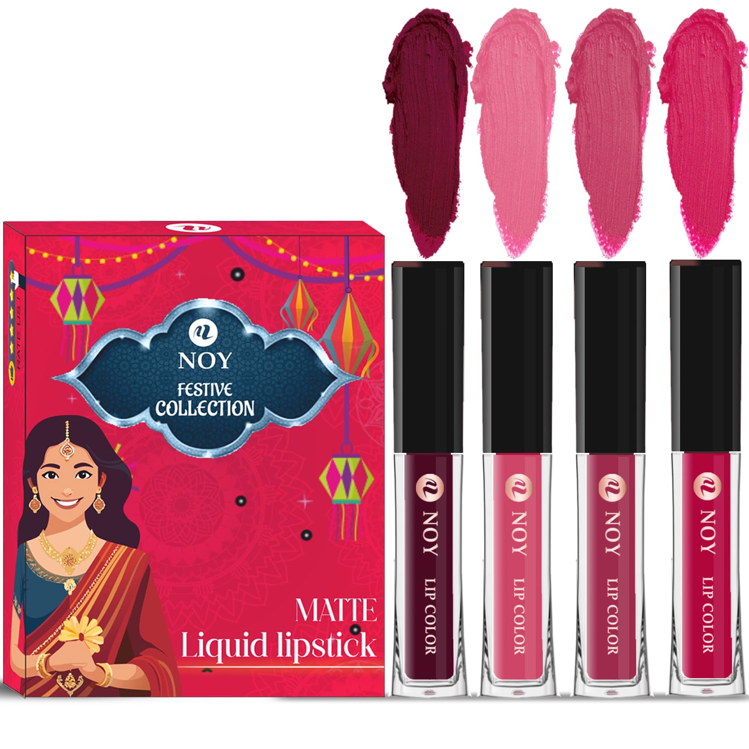 Noy Liquid Matte Festival Lipstick (Pack of 4)
