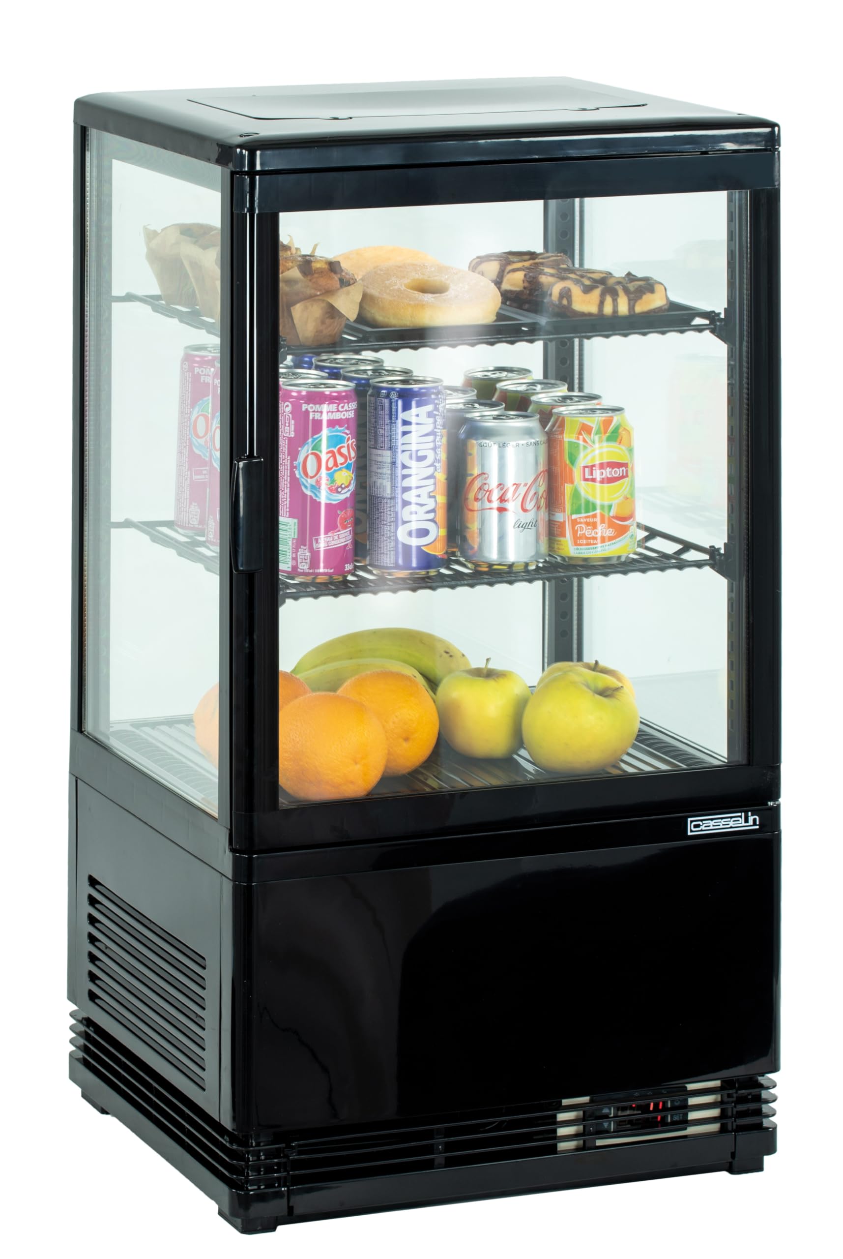 Casselin CVR58LN - Mini vitrina refrigerada positiva 58L, color negro