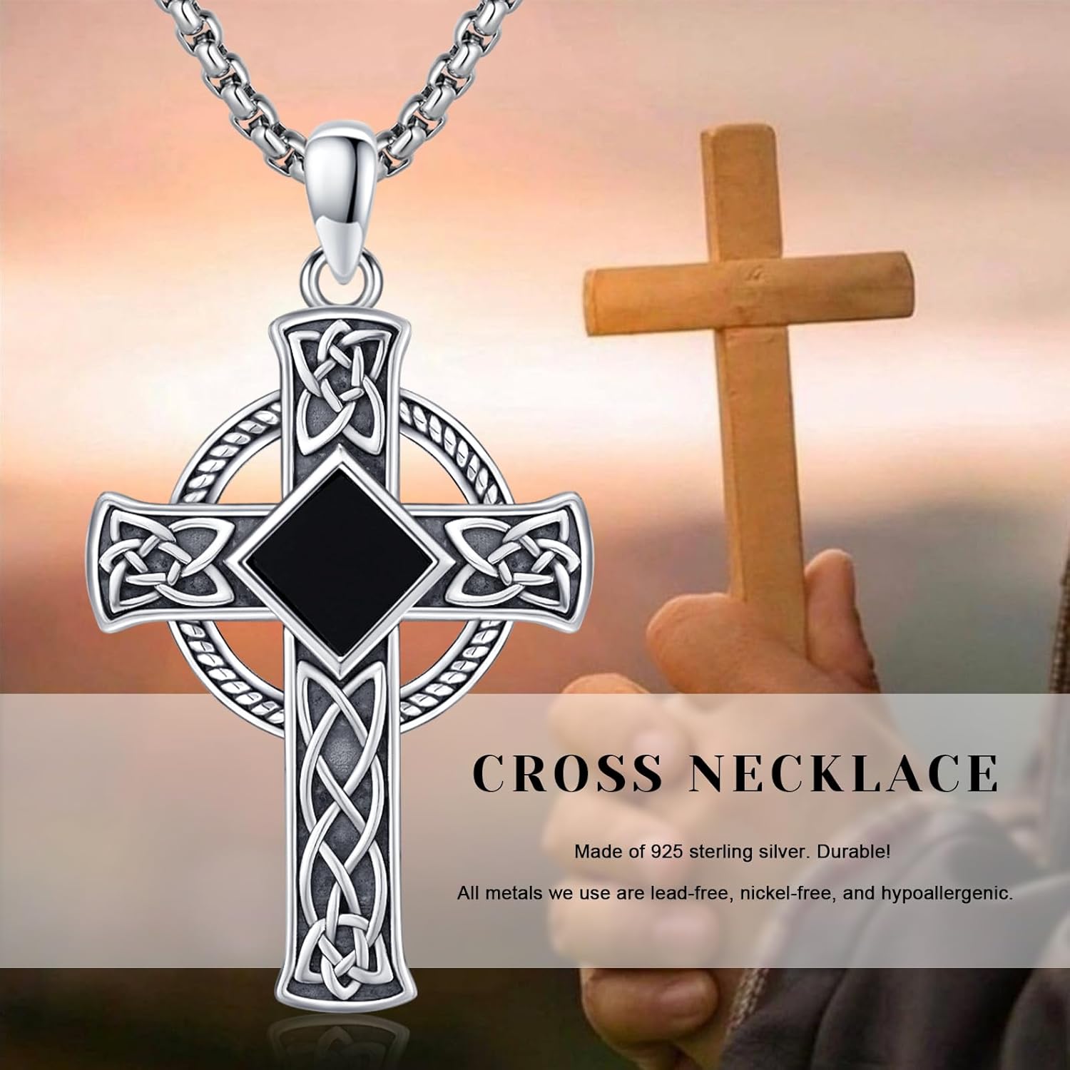 Cross Necklace 925 Sterling Silver Cross Religious Pendant Jewelry Gifts for Women Men - Image 7