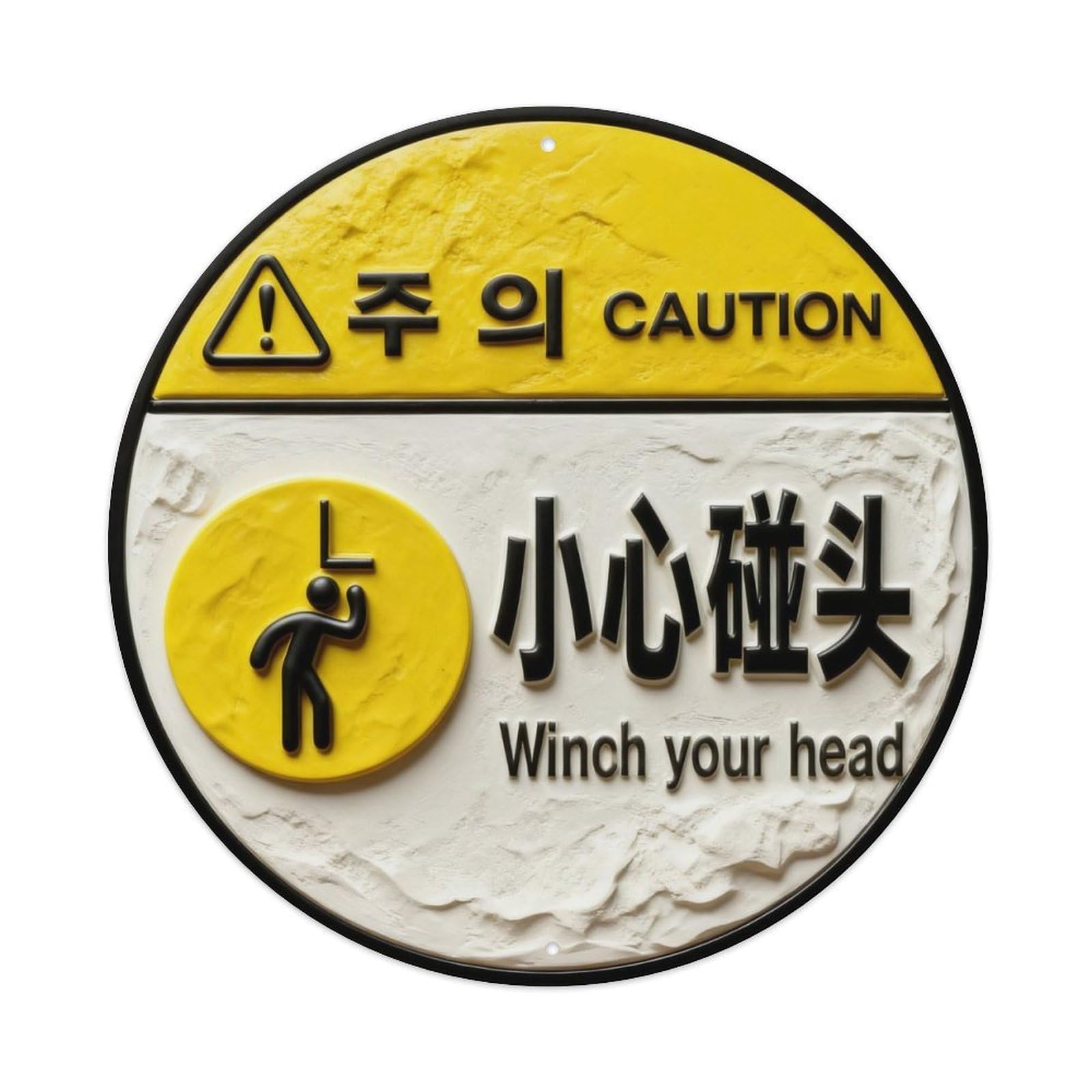 Caution Watch Head Sign Warning Round Metal Tin Sign Vintage Wall Decor, Bar Garage Cafe Kitchen Home Wall Art Poster 8x8inches