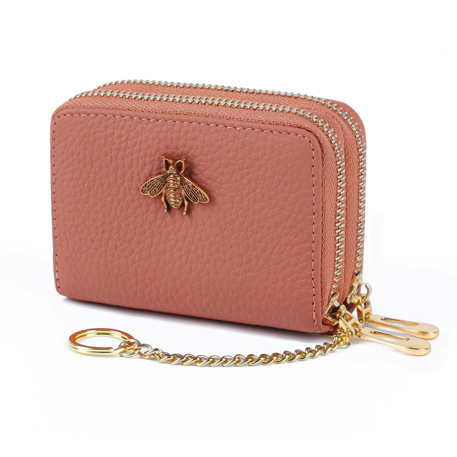 imeetu RFID Credit Card Holder, Small Leather Zipper Card Case Wallet for Women