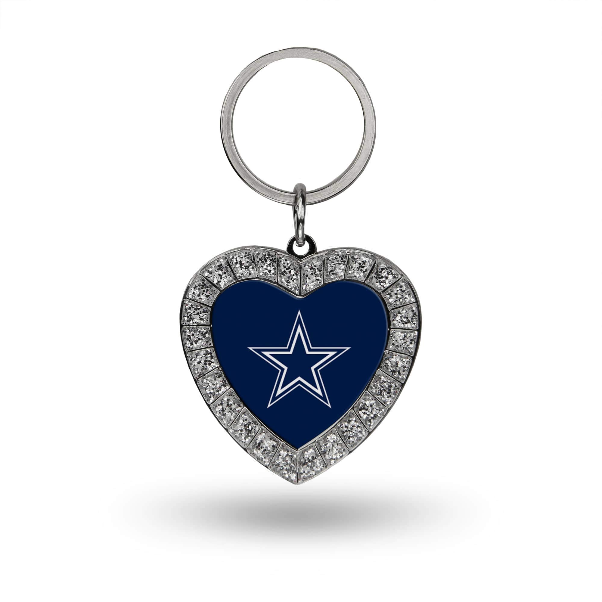 Rico Industries NFL Football Rhinestone Heart Keychain - Great Accessory