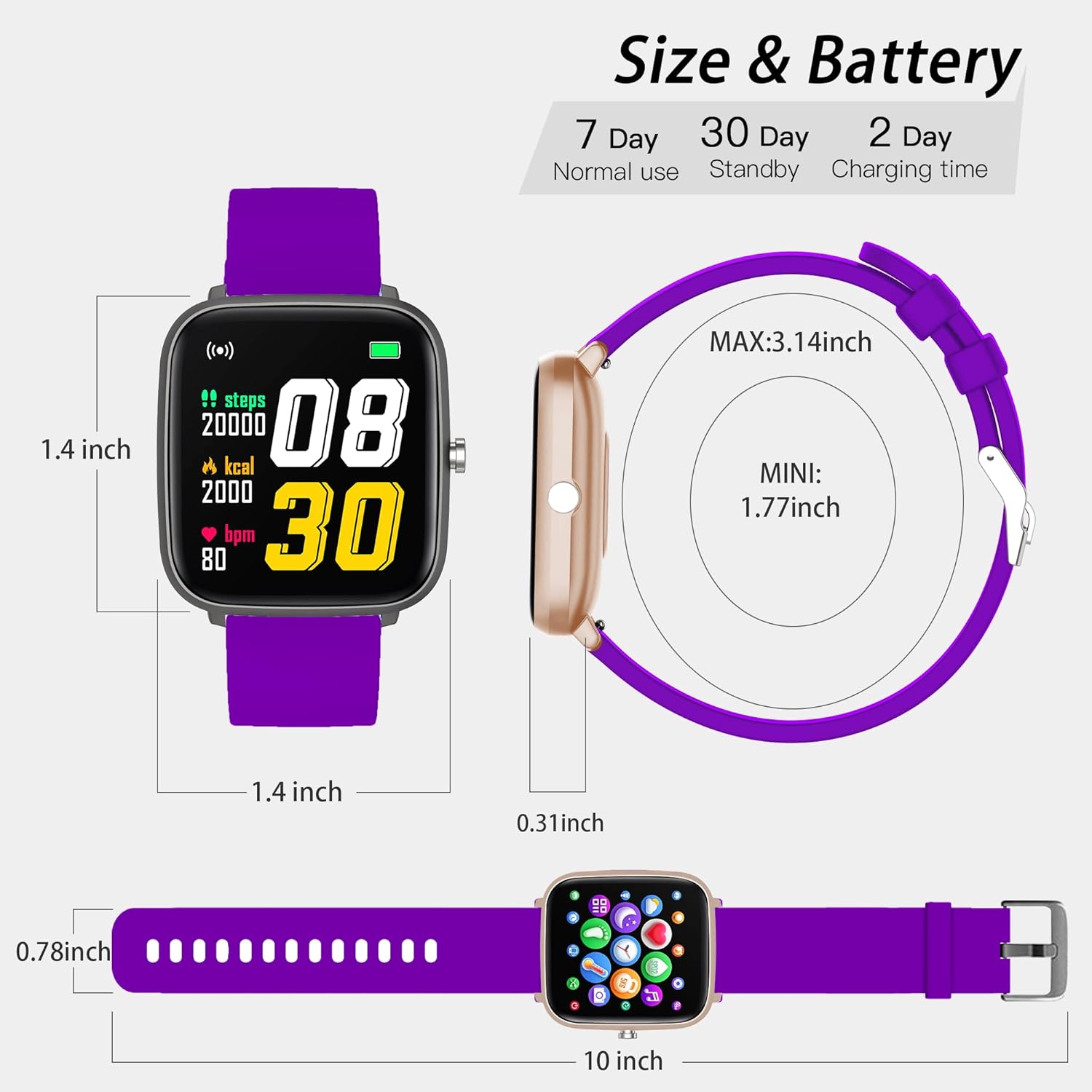 Fitness Tracker Watch, Activity Trackers for Women Men, Exercise Fitness Watch Health Tracker Heart Rate Sleep Monitor Waterproof Smartwatch with Calories GPS Step Counter Pedometer Workout Watch : Sports & Outdoors