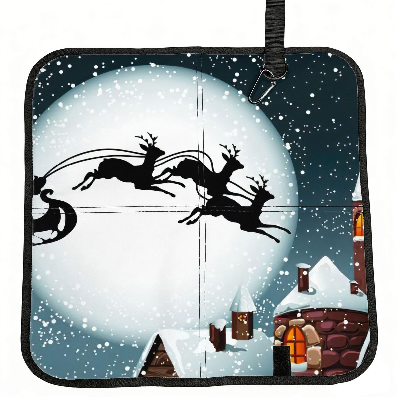 bghdfa Christmas Deer Santa Claus Print Outdoor Sitting Mat Waterproof Oxford Cloth Seat Cushion Folding Foam Camping Seat For Picnic