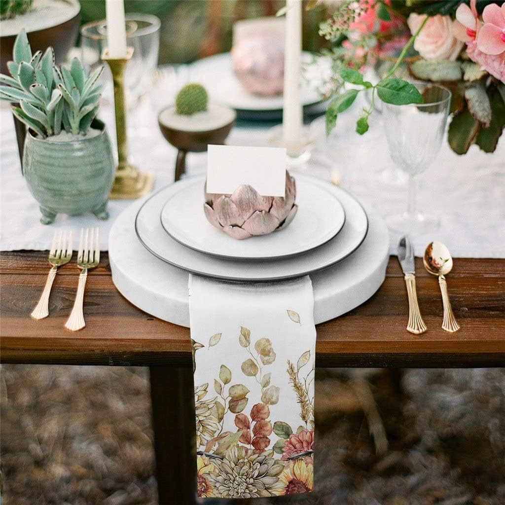 Eucalyptus Leaves Robin Cloth Napkins Set Birthday Banquet Wedding Decor Restaurant Supplies Table(4pcs)