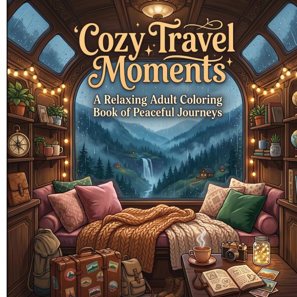 Cozy Travel Moments: A Relaxing Adult Coloring Book of Peaceful Journeys
