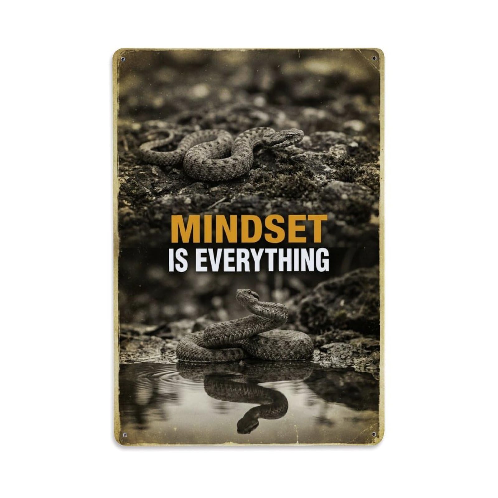 Olhnbad Style Viper Reptile Mindset Is Everything Motivational Quote Metal Tin Sign