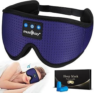 MUSICOZY Sleep Headphones Breathable Bluetooth Headband 3D Sleeping Headphones, Wireless Music Eye Mask Sleep Earbuds for Side Sleeper Women Men Office Air Travel Cool Tech Gadgets Unique Gifts