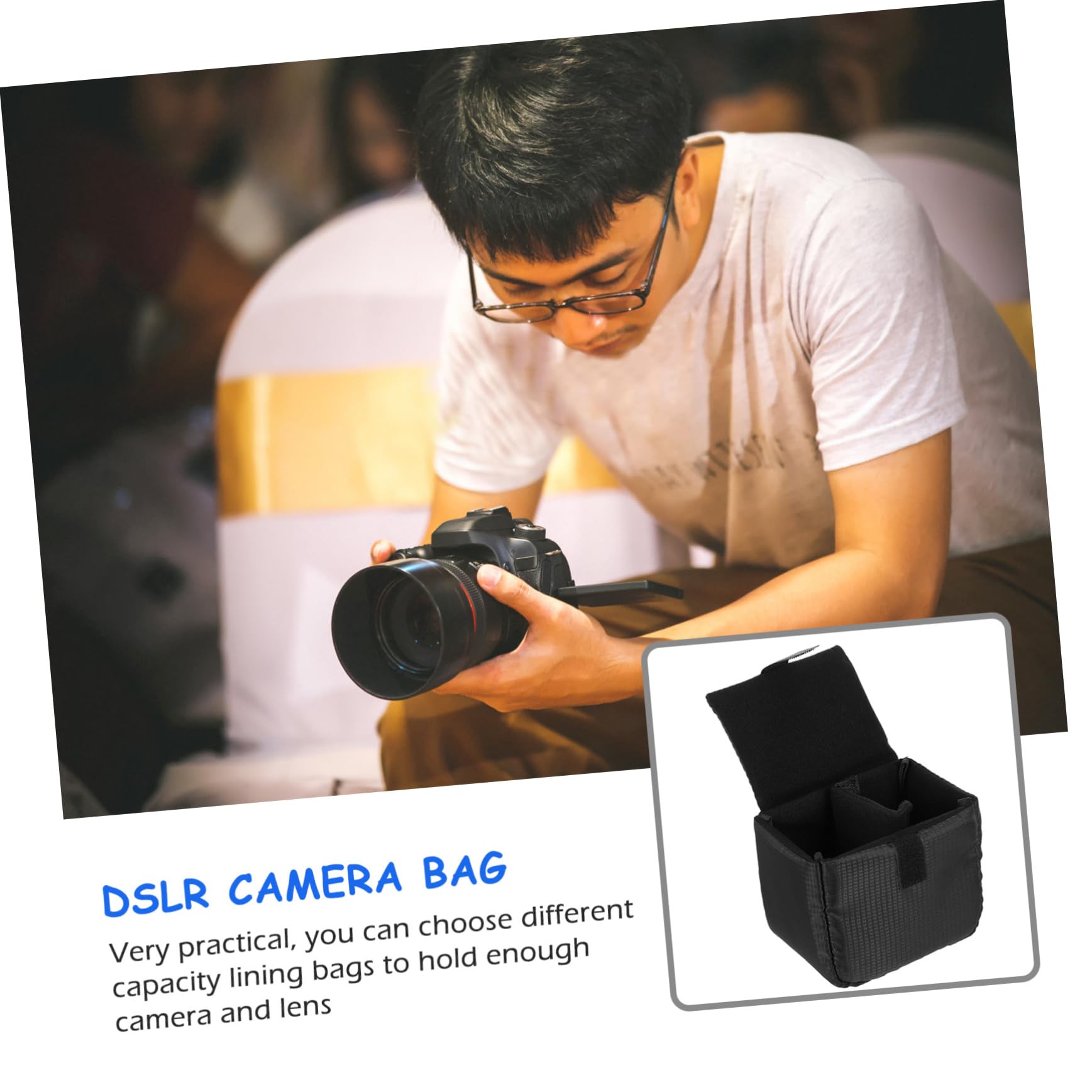 Uonlytech 3piezas Funda De Protección Acolchada para Lentes De Cámara DSLR y Resistente Golpes Bolsa y Ligera para Accesorios Fotográficos