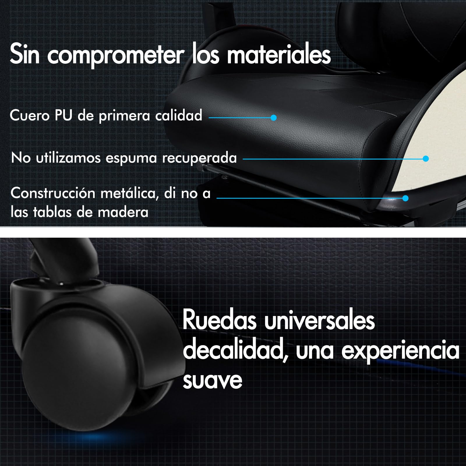 ALFORDSON Silla Gaming para Escritorio con Masajeador, Silla Gamer Ergonómica Cojín Lumbar y Cervical, Reposapiés Retráctil, Ruedas Giratorias 360°, para Ordenador,Oficina,Videojuego, Cuero PU(Negra)