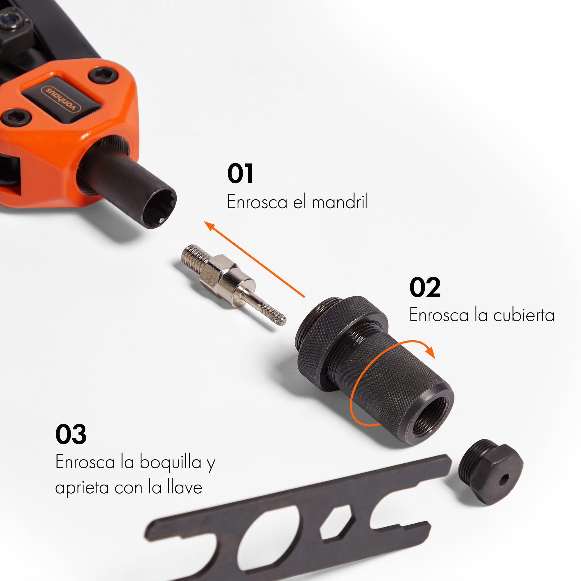 VonHaus Set de Remachadora Manual – Tenaza Remachadora de Tuercas y Pistola con 7 Mandriles M3 M4 M5 M6 M8 M10 M12 y 150 Tuercas Remachables Surtidas – Con Maletín de Transporte