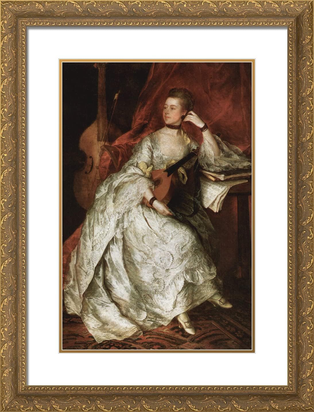 ArtDirect Gainsborough, Thomas 19x24 Gold Ornate Framed Art Print with Double Matting Titled: Portrait of Ann Ford