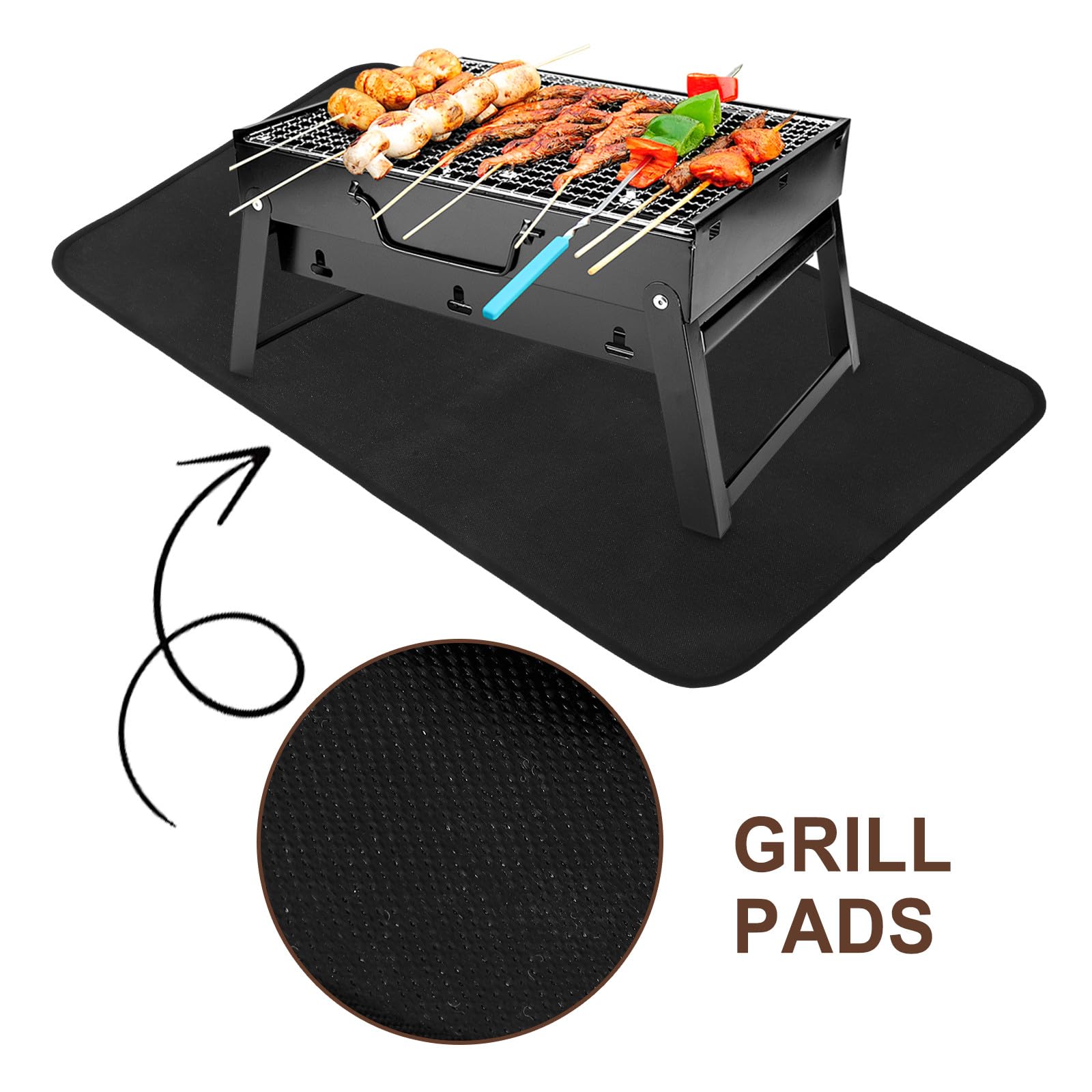 Feuerfeste Grillmatte Hitzebeständige Bodenschutzmatte für Outdoor Grill Terrasse und Kamin mit Großflächigem Schutz und Rasenpflege