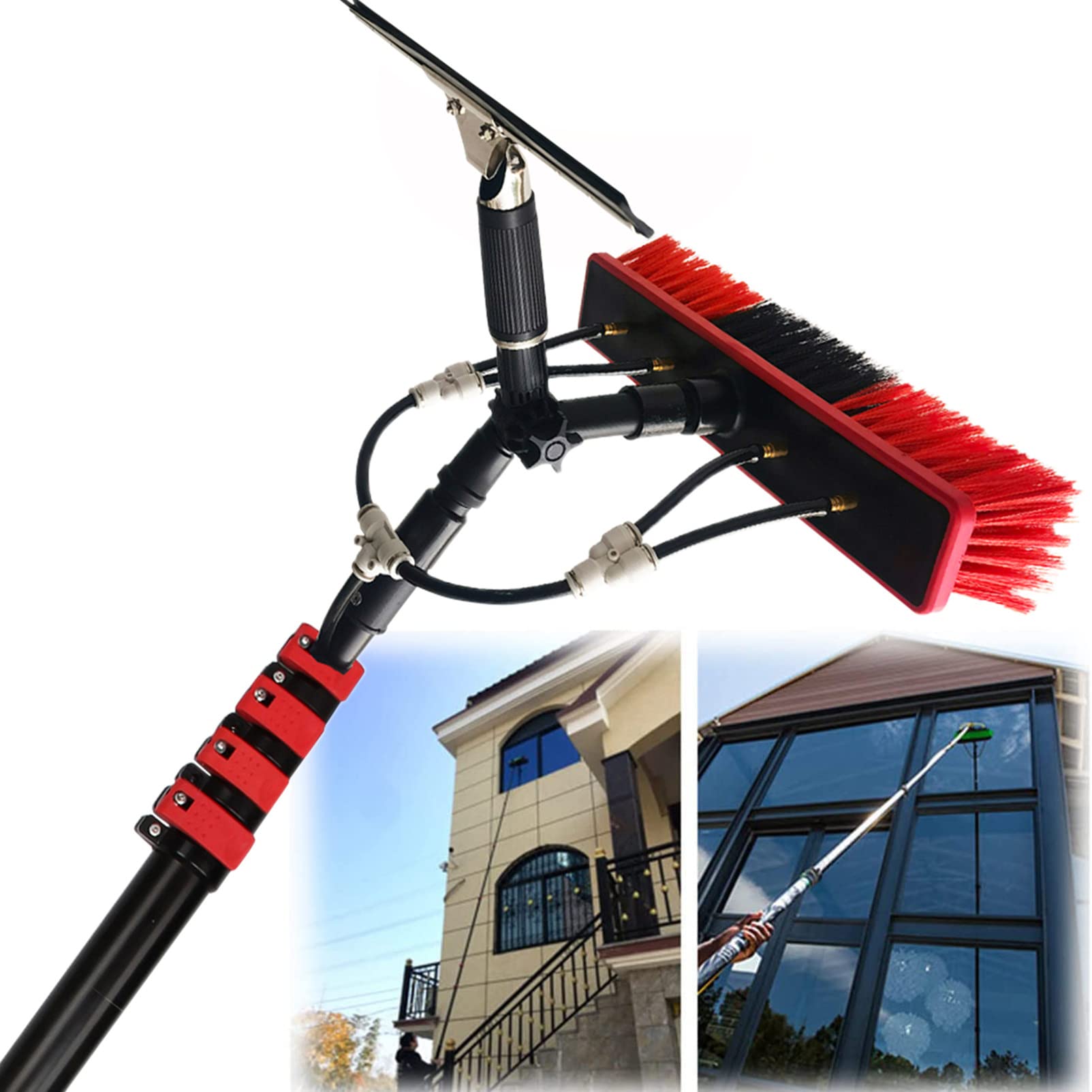 Aioneer 3.6M-10.8M Window Cleaning Pole, Window Cleaning Brush Equipment, Window Cleaner Kit, Water/Hose Fed Pole, Cleaning Photovoltaic And Solar Panels,12Ft/3.6M-36FT/10.8M