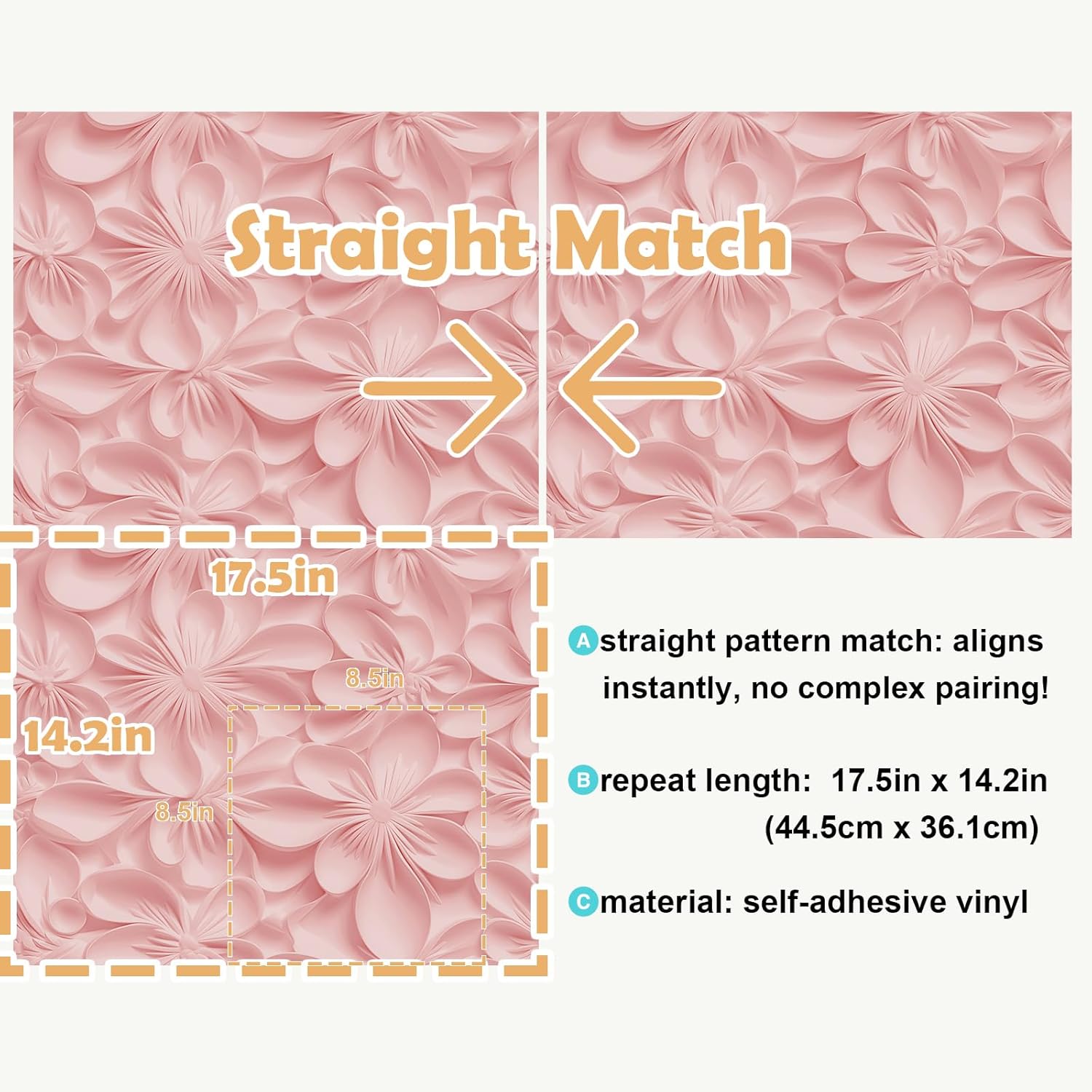 Stickyart 3D Pink Floral Wallpaper Peel and Stick Embossed Floral Wallpaper Self Adhesive 3D Flower Pink Contact Paper Removable Modern Wall Paper for Girls Bedroom Walls Cabinets Ceiling 17.5"x80"