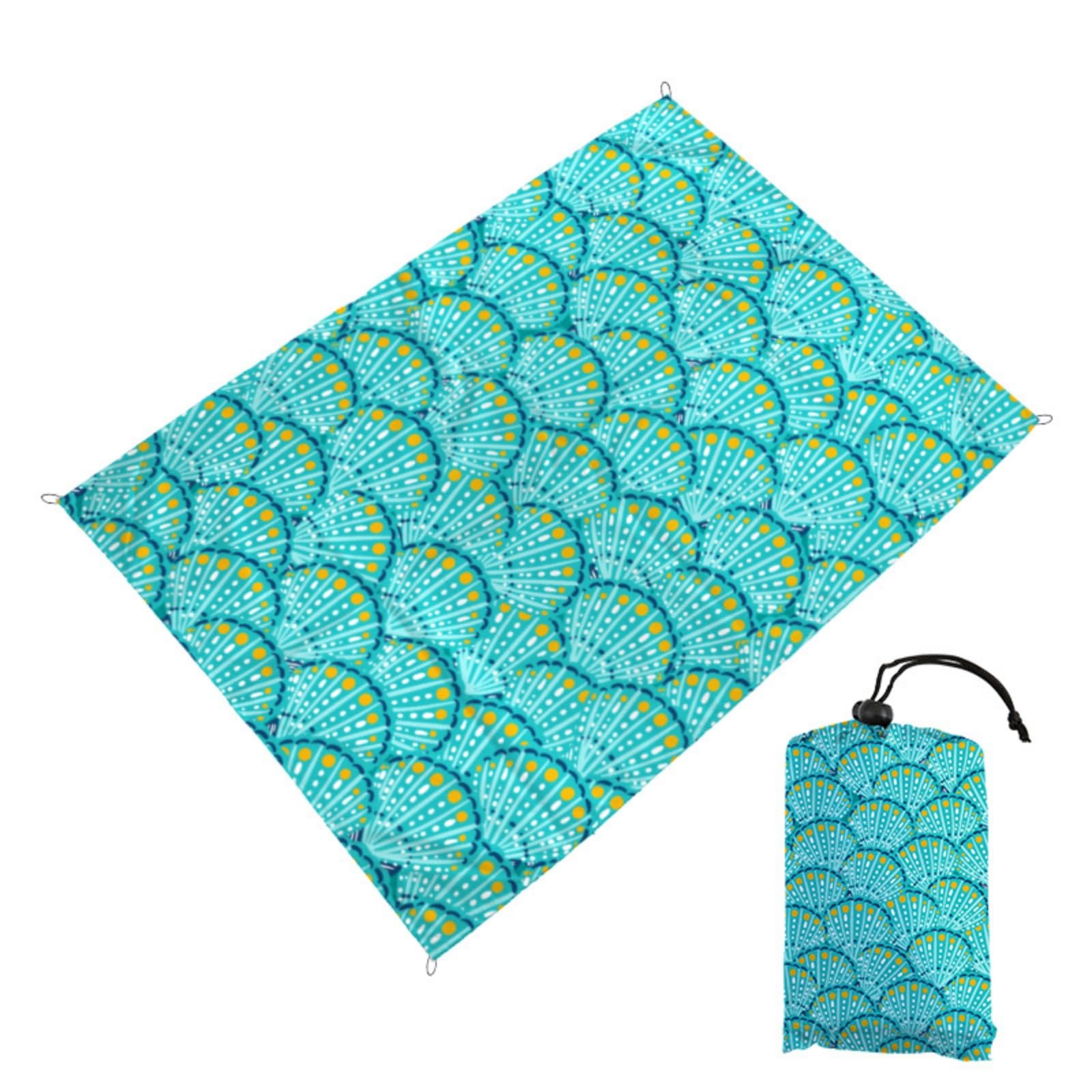 Surwin Sand-Free Waterproof Beach Blanket, Lightweight Compact Mats Quick-Dry Microfibre Beach Pad Extra Large Pool Towels for Camping, Hiking, Picnic, Swimming (100x140cm,Blue shell)