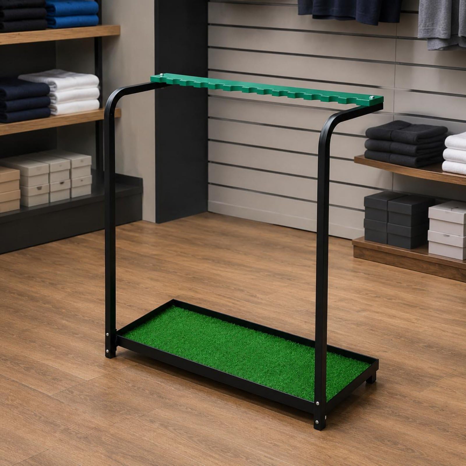 Harilla Soporte para Palos de Golf Organizador Estante Expositor Portapalos con Laterales Verticales y Estructura Abierta Carga y Descarga Rápida Adecuado para Hogar Tienda Área de Práctica