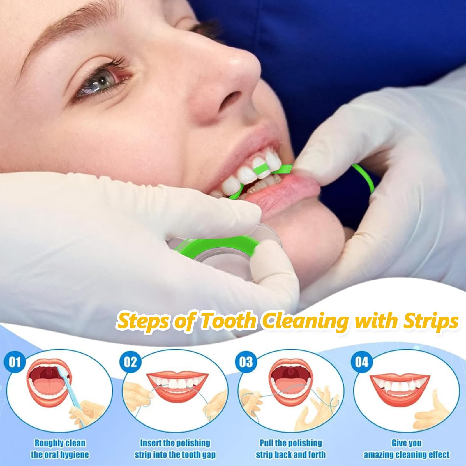 Carta Vetrata per Denti con Strisce Lucidanti, Pulizia e Lucidatura, Rimozione Tartaro, Riparazione Denti (Colorata)