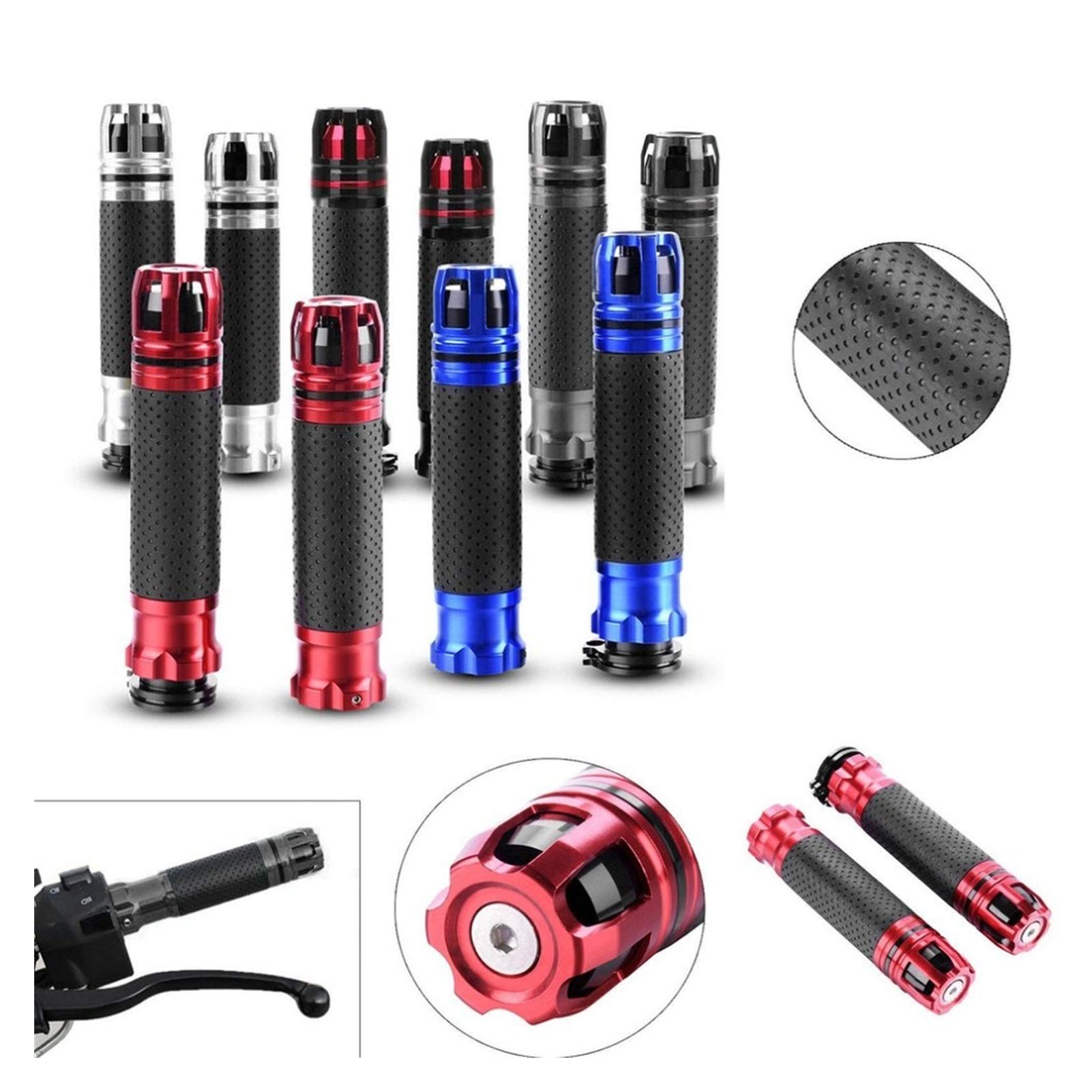 Poignées De Guidon Moto 22mm Antidérapantes En Aluminium CNC Et Gel – Paire Rouge, Bleu, Or, Noir Ou Argent – Confort & Style Ultime