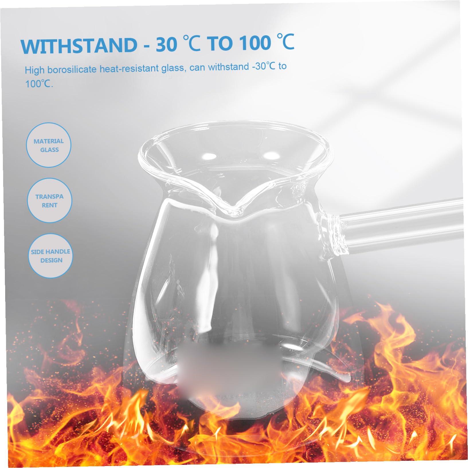 Luxshiny Cafetière Turque En Verre Borosilicaté Épais 450Ml Résistante À La Chaleur Poignée Latérale Ergonomique Théière Transparente Pour Café Turc Et Chauffe Lait