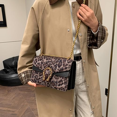 Miniatura 2 de MYHOZEE - Bolsos cruzados para mujer - Carteras de mano con estampado de serpiente - Bolsos de hombro de cuero con cadena - Bolsos de noche