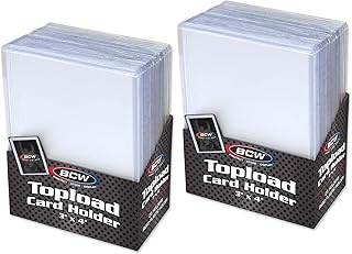 BCW Topload Card Holder for Standard Trading Cards, 2 Packs of 25, 3x4 Inch, Up to 20 pts, Toploaders for Cards, Pokemon, Football, Magic, Baseball Cards, and More, Hard Plastic Protector Sleeves