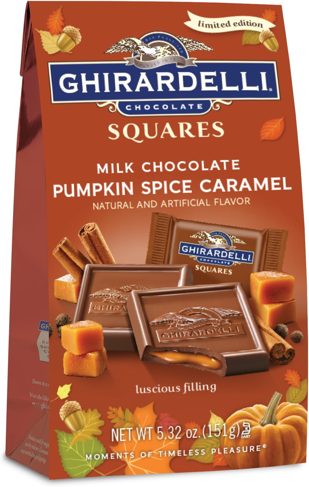 Ghirardelli Fall Pumpkin Spice Caramel Medium Bag, Pumpkin Spice Carmel, 5.3 Ounce