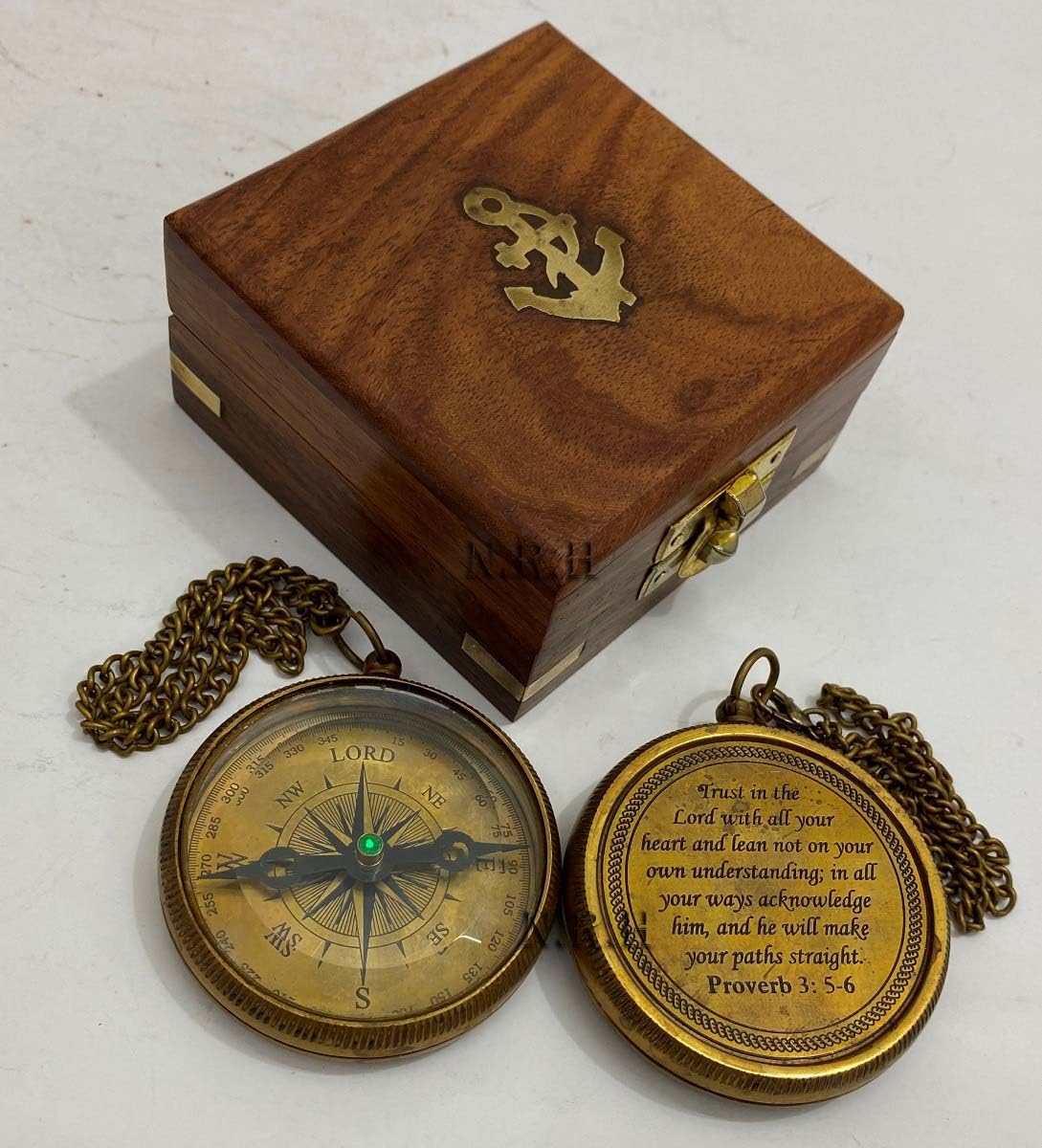 Brújula marítima Antigua de 2 Pulgadas, reproducción Vintage, brújula de latón con Caja de Madera, brújula Funcional, Regalo de Bautizo, Regalo de Boda, Regalo de Padrinos de Boda