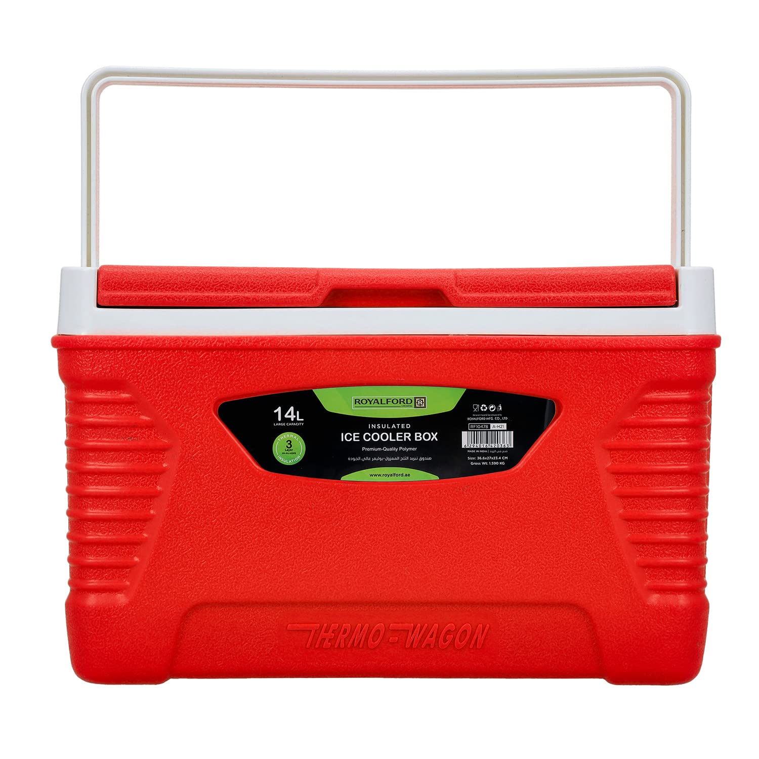 Royalford Insulated Cooler Box - Hot/Cold Freezer Box with Integrated Lock Lid and Carry Handle - Ideal for Beach and Picnic