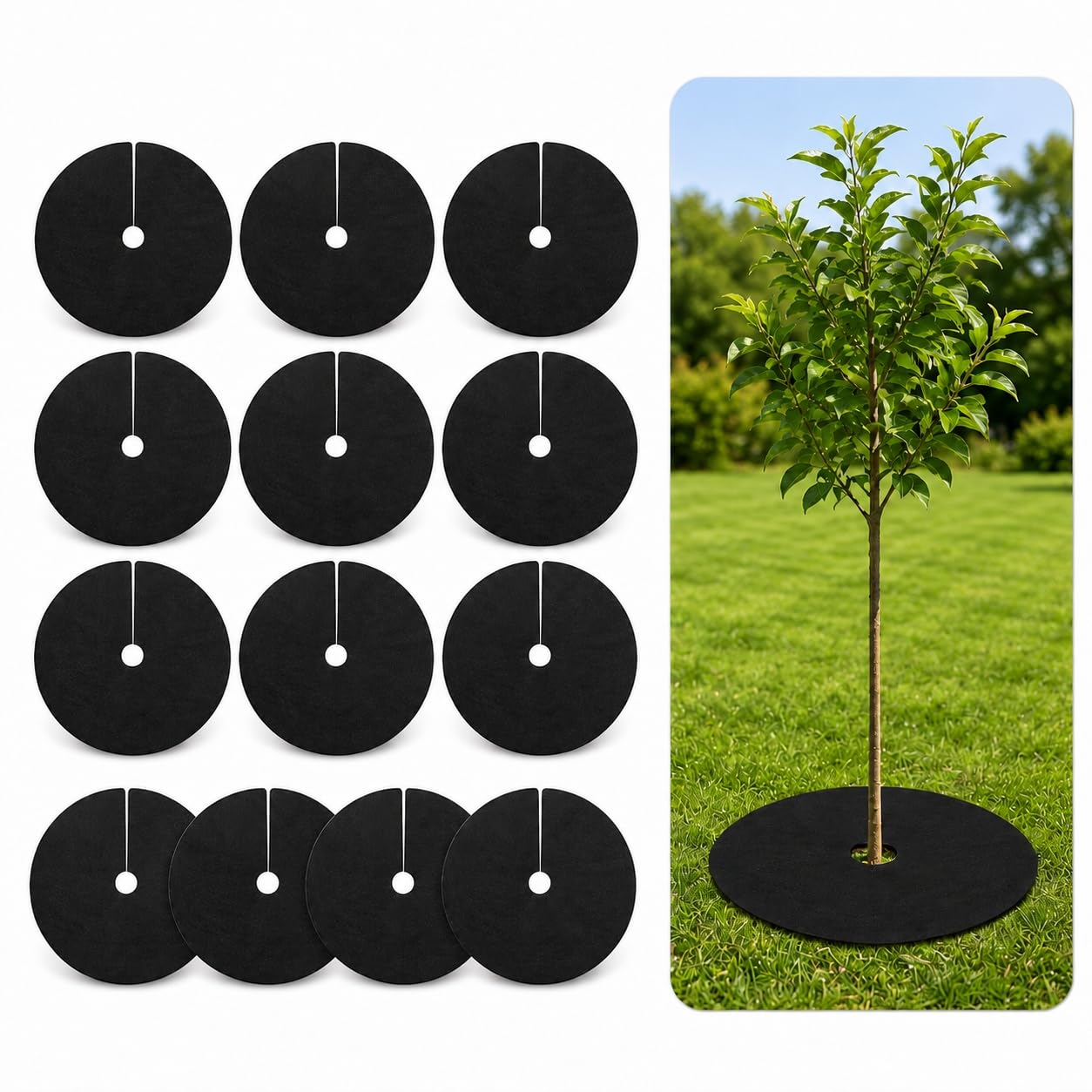 MAQIHAN - Tree Ring Mulch Mat Weed Barrier Tree Rings Tree Base Protector-image-0
