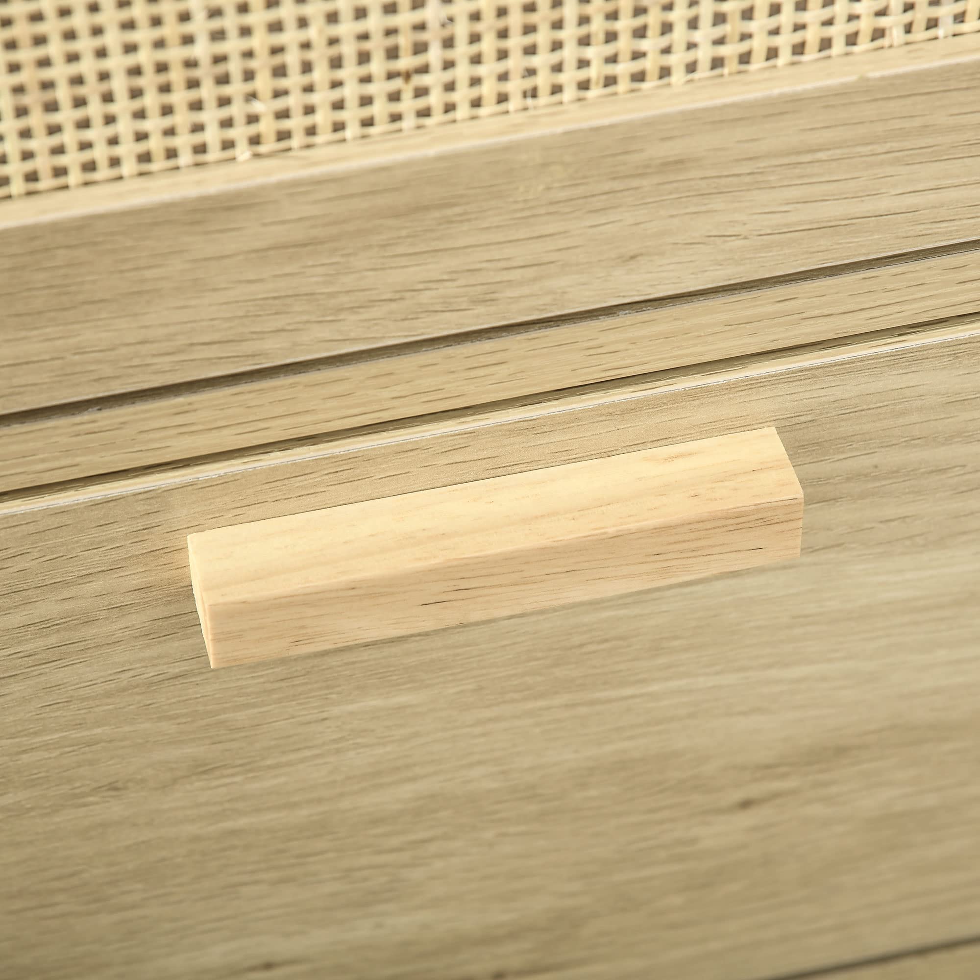 HOMCOM Cassettiera a 3 cassetti, cassettiera per camera da letto, stile bohémien, con telaio in legno, cassettiera in rattan per camera da letto, soggiorno, ingresso dim. 60 x 38 x 69 cm, legno