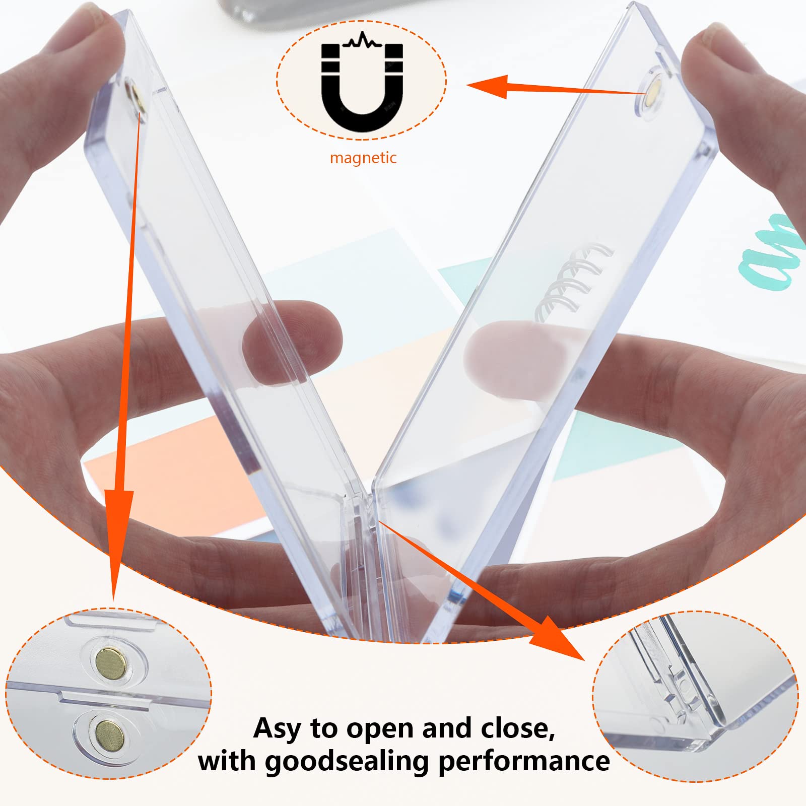 Rainmae Lot De 6 Porte-Cartes Magnétiques 35PT - Protection UV - Avec Supports - Transparent