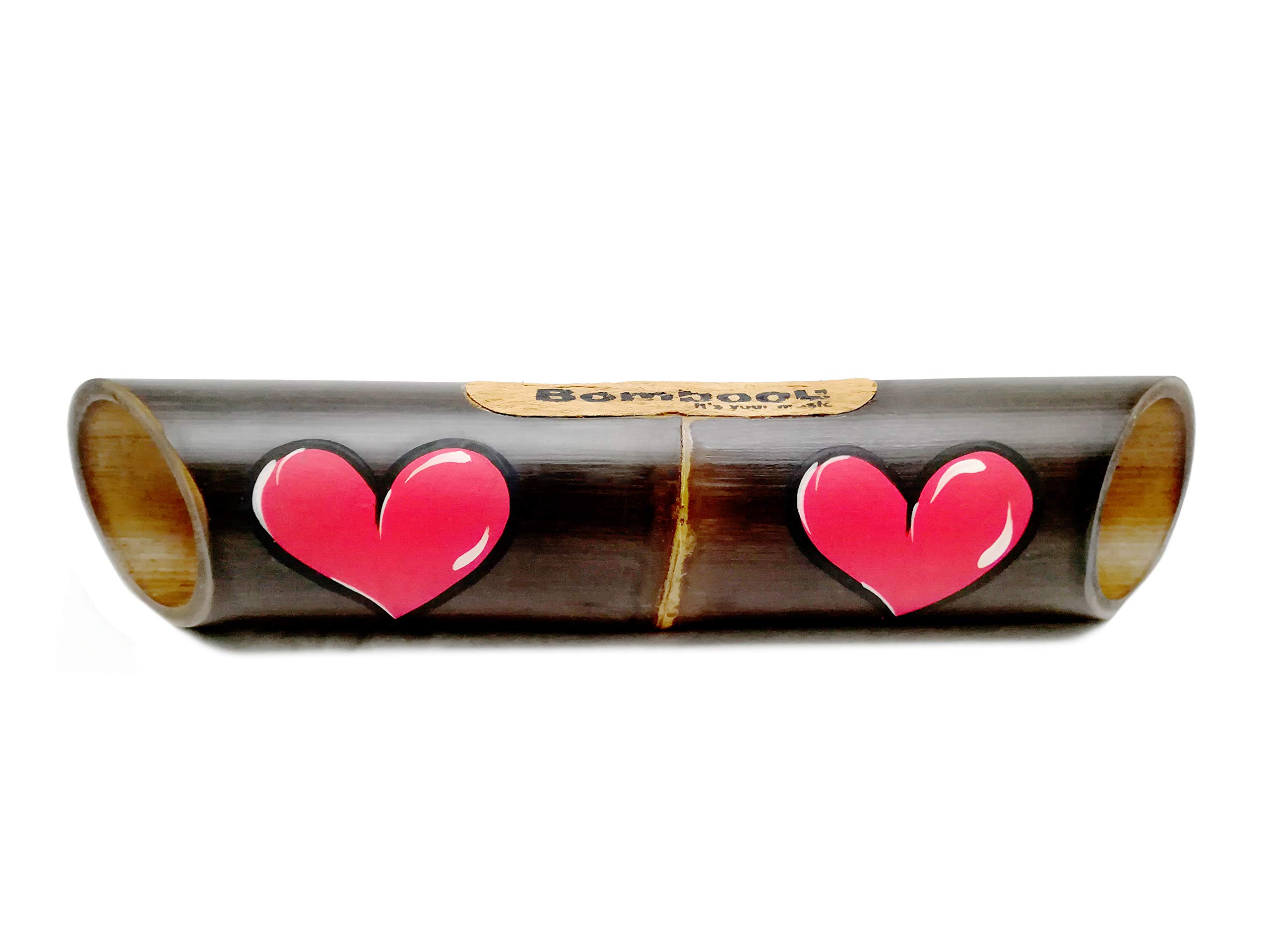 Red Heart Painted Bamboo Speaker for Smartphone 100% Vegetable.