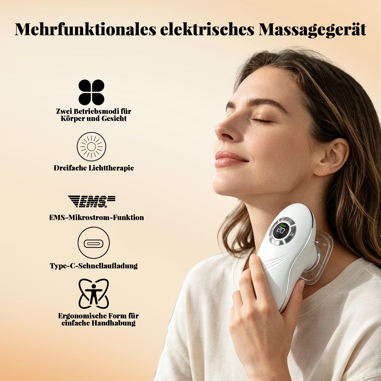 3-in-1 Schröpfmassagegerät mit EMS, 3 Stufen ,Rotlicht Funktion
