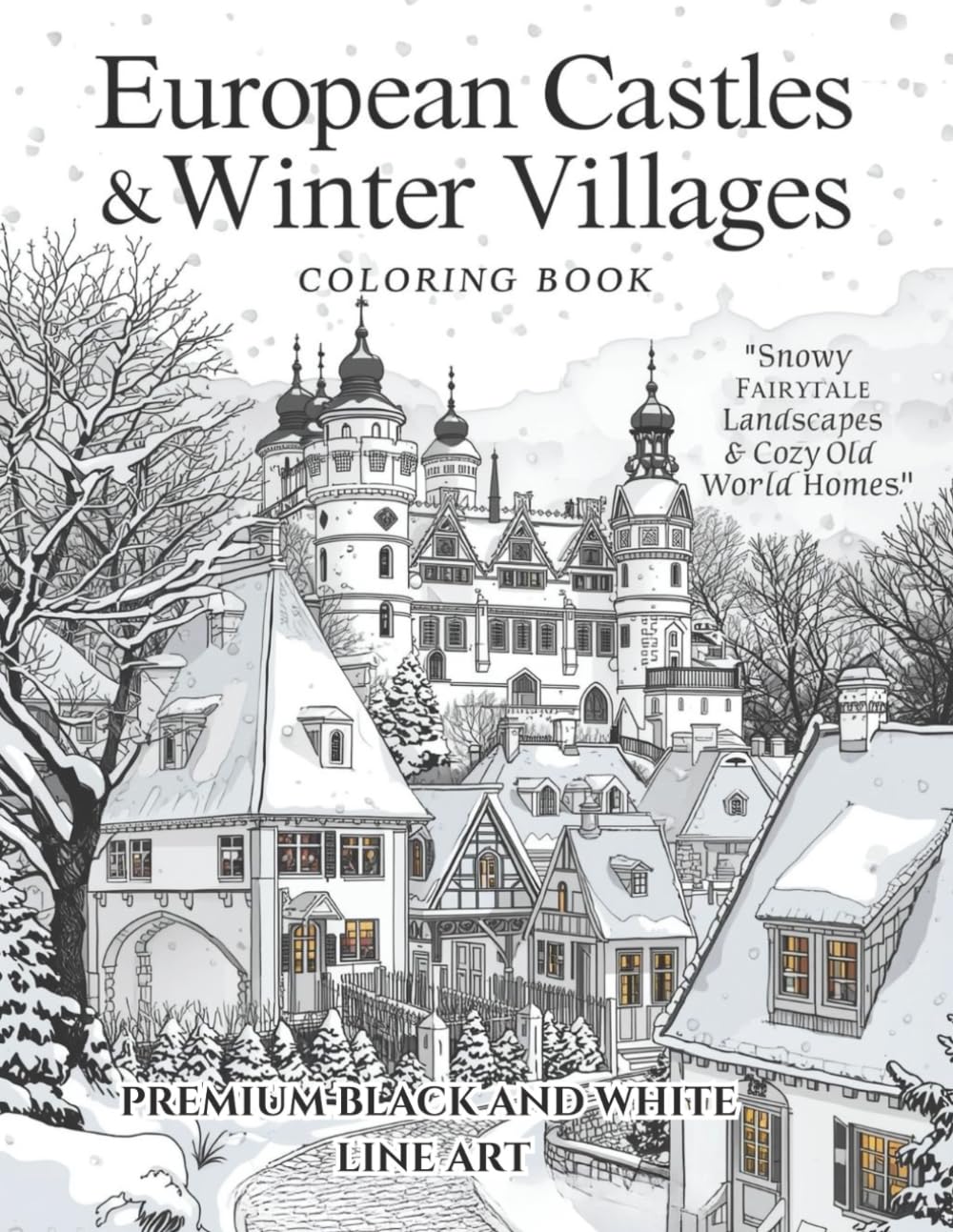 European Castles & Winter Villages Coloring Book (Vol. 3): Snowy Fairytale Landscapes & Cozy Old-World Homes: Premium Black & White Line Art ... • Christmas Markets • Castles & Villages)