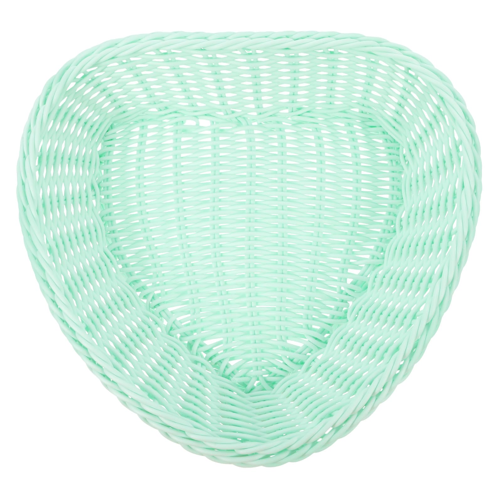 Cesta de plástico tejida verde con diseño apilable de corazón
