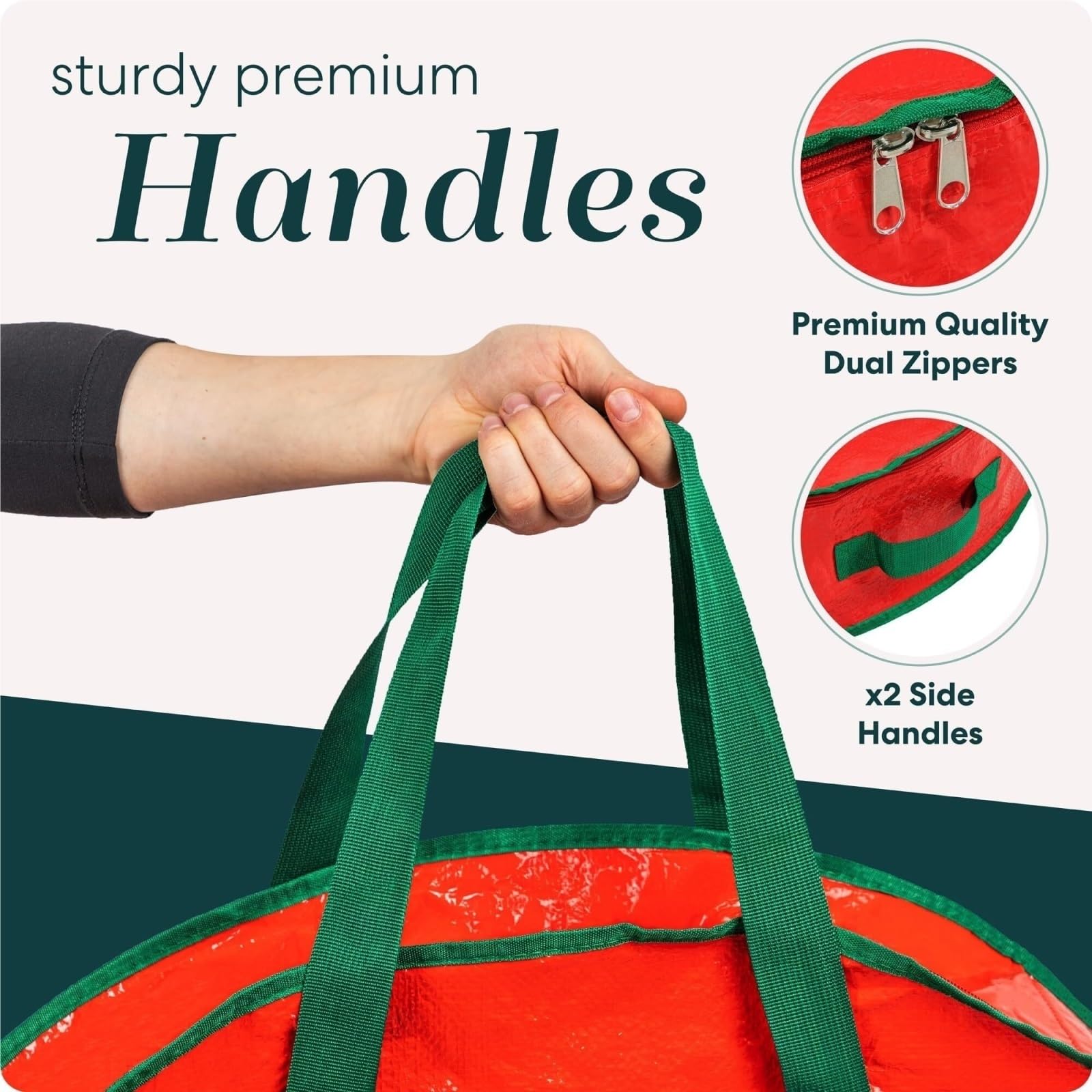 Aufbewahrungstasche für künstlicher Weihnachtskranz-Aufbewahrungstasche Mit Griff, Wasserdichtes Stoffmaterial Reißverschluss Weihnachtsbaum Tasche(91cm)