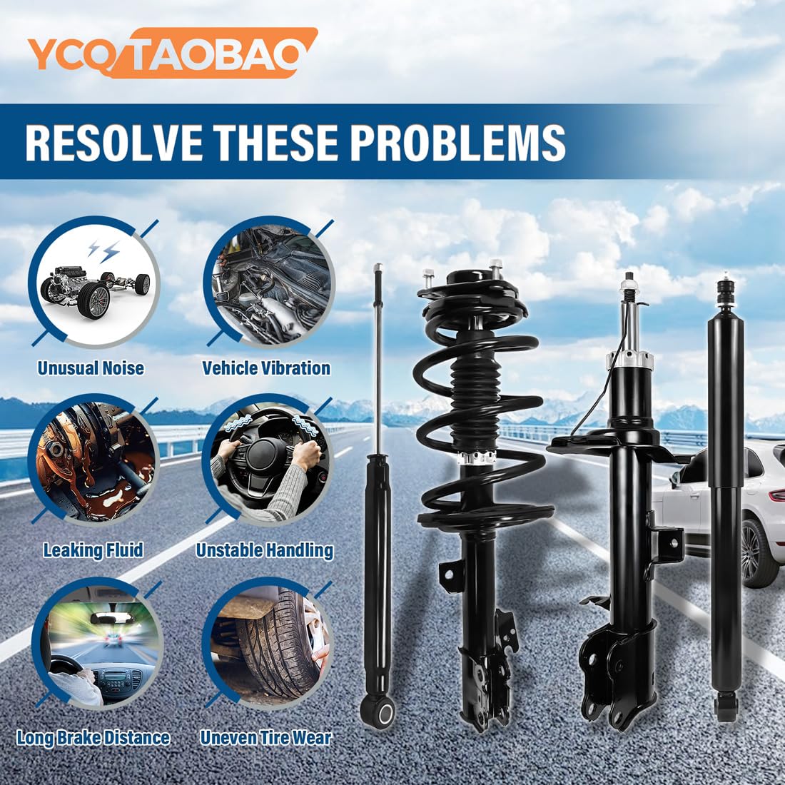 Pair Of Rear Shock Absorbers For Hino 258/268/338 - Replaces 48530E0100 & 48530E0290 (2006-2020 Models)