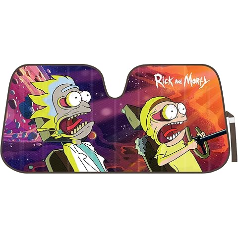 BDK Rick and Morty Car Windshield Sun Shade Accordion Style Sunshade for Car Window Cartoon Car Sun Shade Rick and Morty Car Accessories