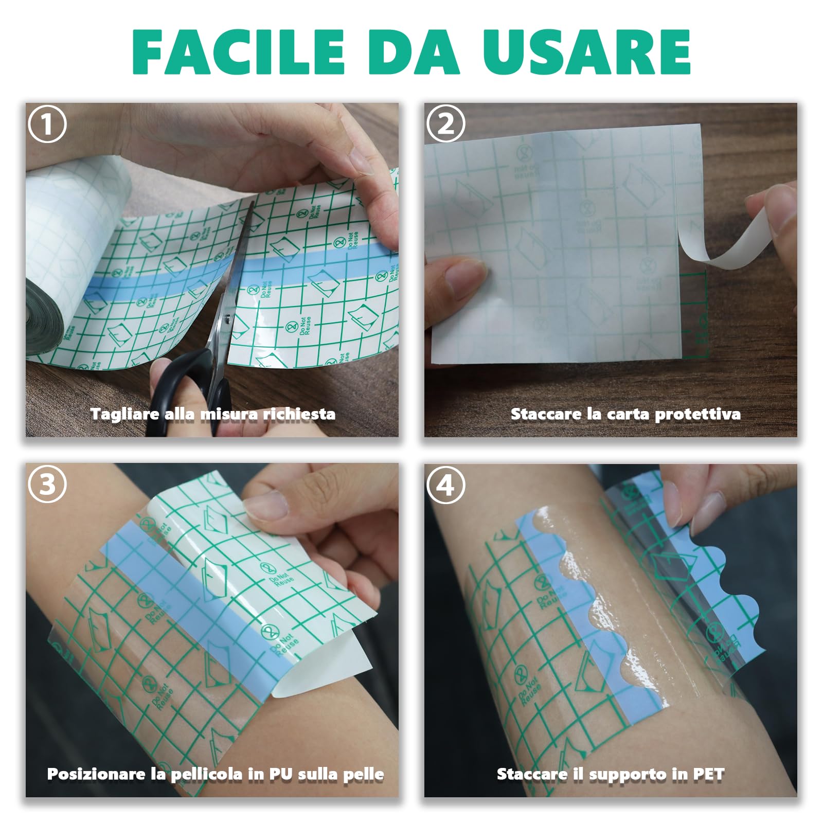 Pellicola per Tatuaggi - PEPAX 15cm x 10m Second Skin Tatuaggi PU Nastro Adesivo Impermeabile Nastro per Doccia Cerotto per Tatuaggi