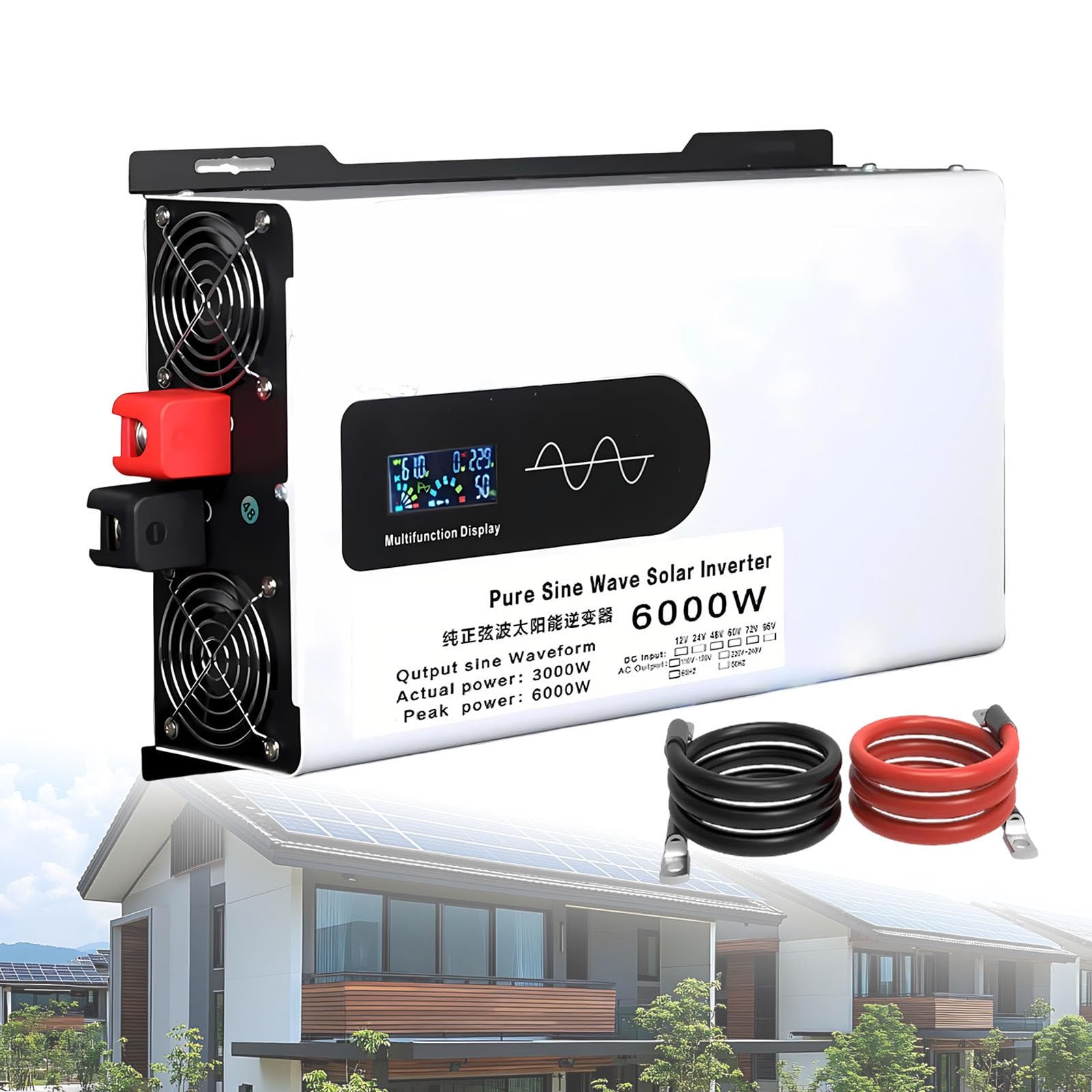 Inversor Solar Híbrido Mejorado De 6000 W, Inversor De Fase Dividida De 12 V, 24 V, 48 V, 60 V, 72 V CC a 110 V, 230 V CA con Onda Sinusoidal Pura, Inversores En Paralelo 5000W-24V