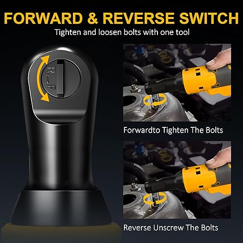 Miniatura 5 de Llave de trinquete inalámbrica para batería Dewalt 20V, juego de trinquete eléctrico de 3/8 pulgadas, 45 pies a libras (60 N.m), control de