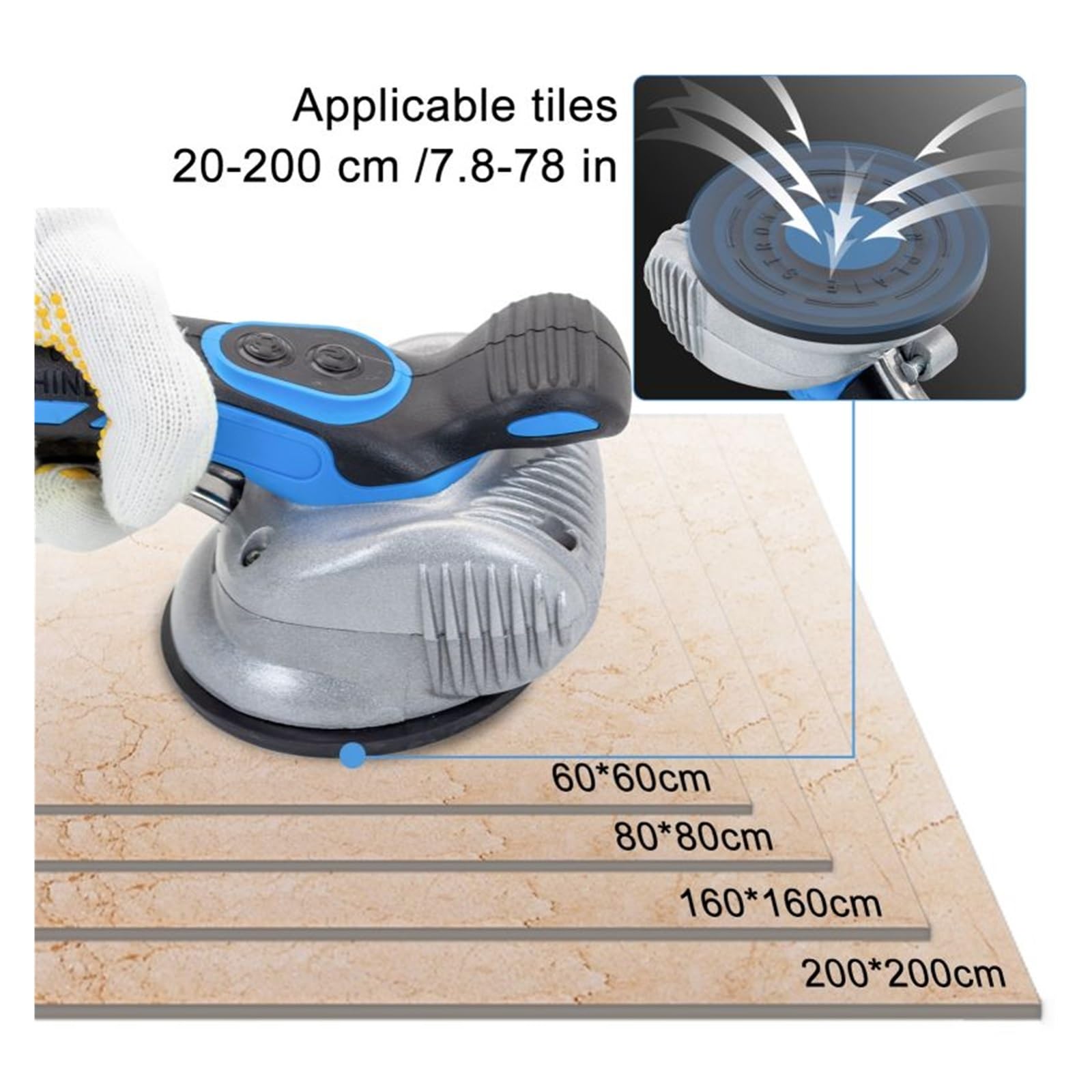 Máquina niveladora de baldosas por vibración, automática, 6 velocidades, 15 000 VPM, mano, 16,8 V, 10 mAh, 2 baterías Para uso de bricolaje