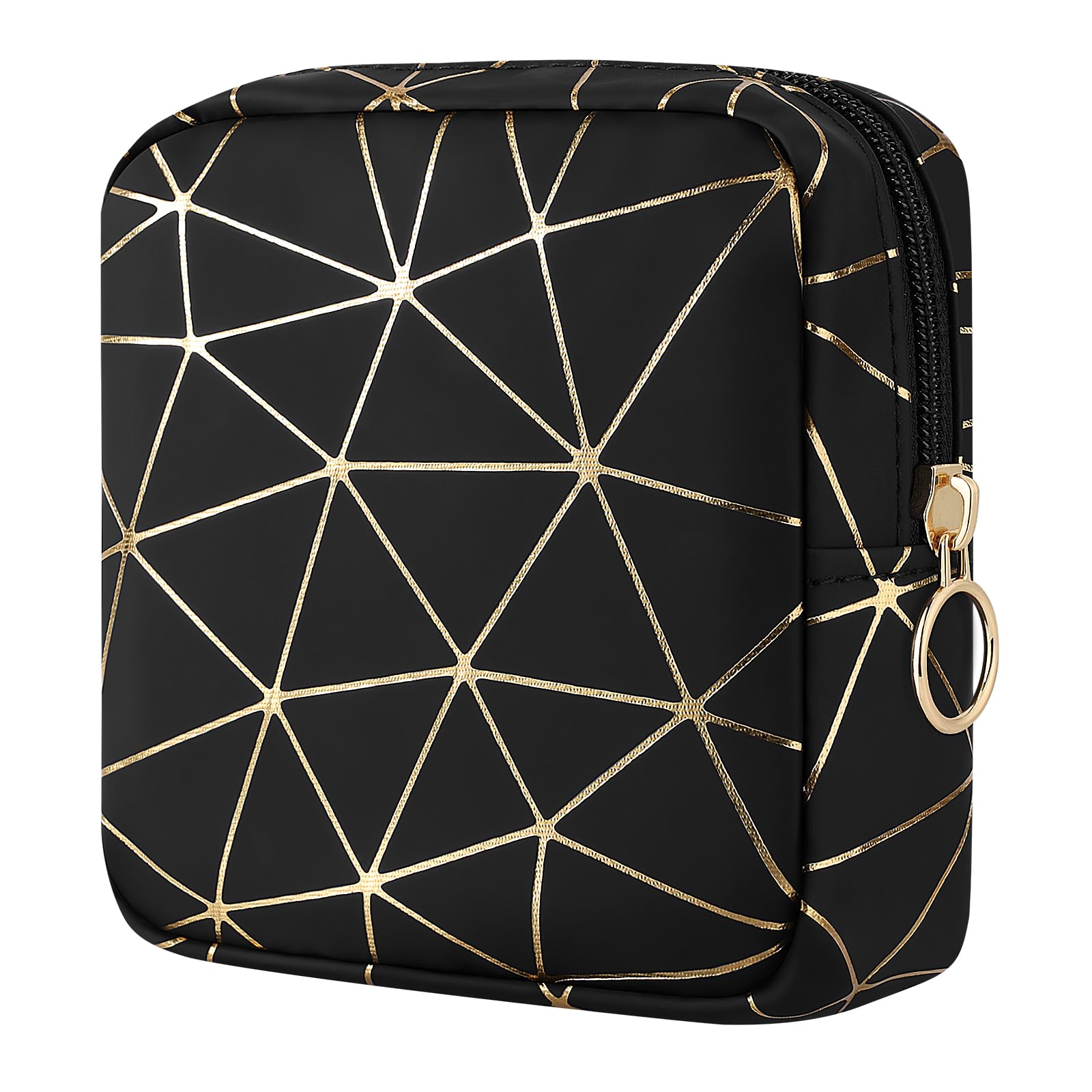 Likesing Sanitary Napkin Storage Bag, Leather Portable Period Bag for Girls Women, Sanitary Napkin Period Pad Pouch Tampon Holder for Purse (Black