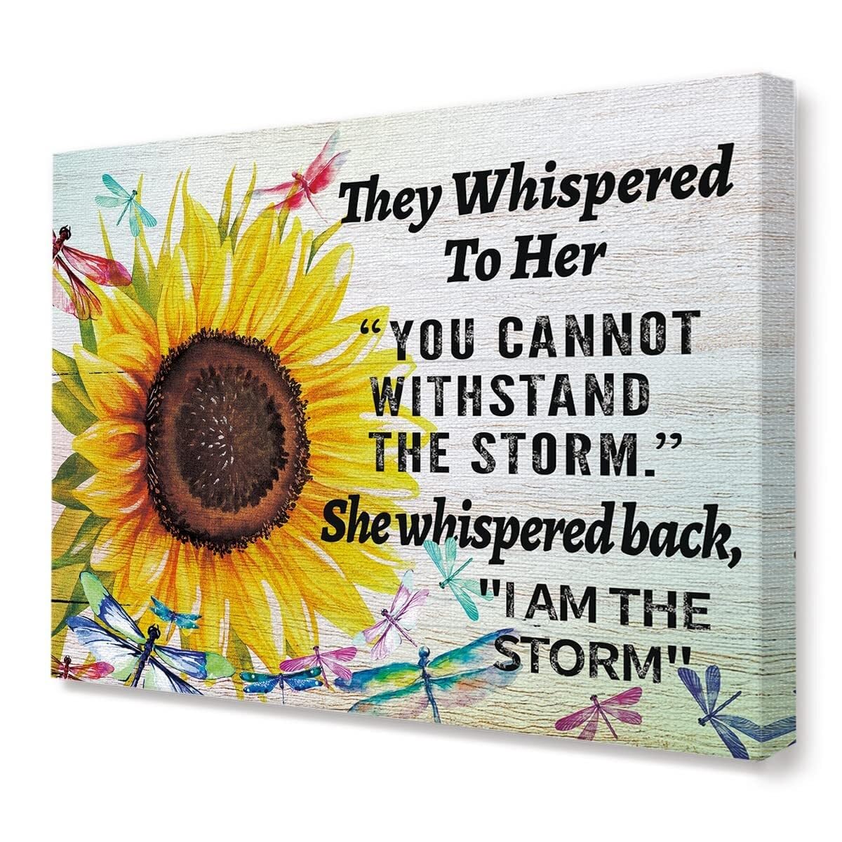 HGETJOHXEM Motivational Office Wall-Art for Women - Sunflower Print with I Am the Storm Affirmation, Framed Inspirational Decor for Home or Work(Framed,16x24inch(40x60cm))