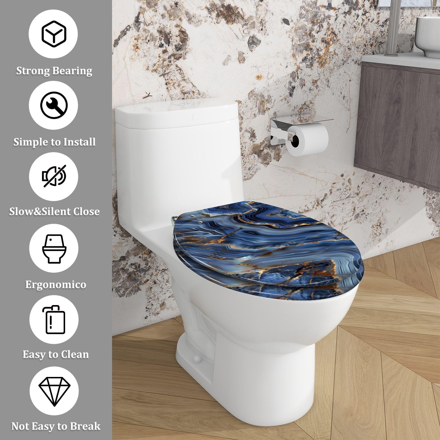Asiento de inodoro alargado para baño